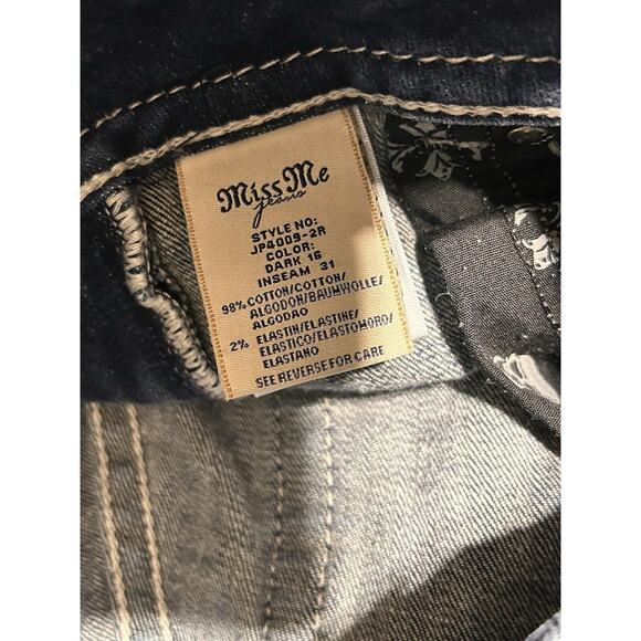 Miss Me Jeans Size 30 Slim Boot Bling Embroidered Distressed - Picture 7 of 9